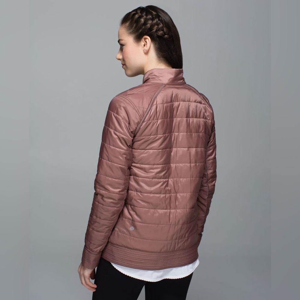 Lululemon The Bomb Bomber Jacket Reversible Bark Berry Size 10 Primaloft EUC - Picture 2 of 15